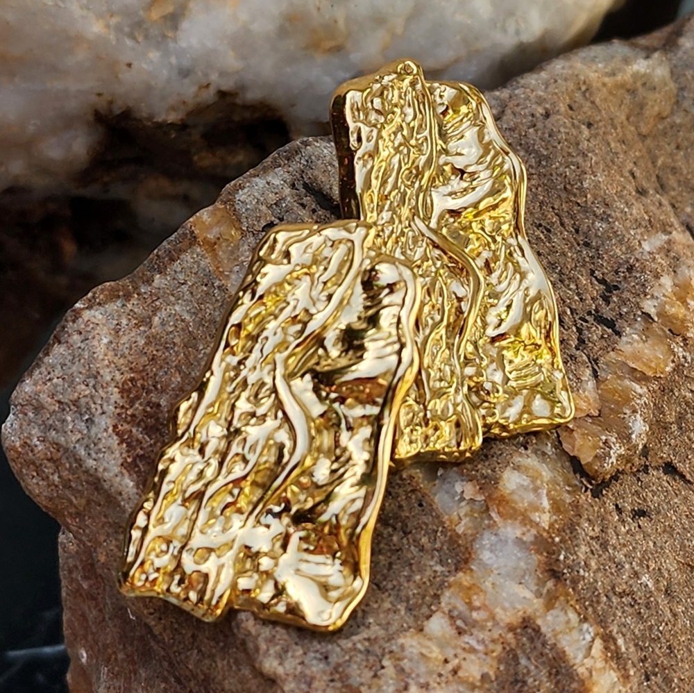 Cult gaia Earrings 18K Gold Plated Adjustable Solid Large Gold Sculptured - Picture 9 of 10